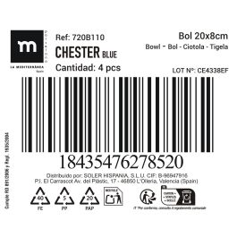 La Mediterranea Bol Alto Chester Blue 20 cm x 8 cm (8 Unidades)