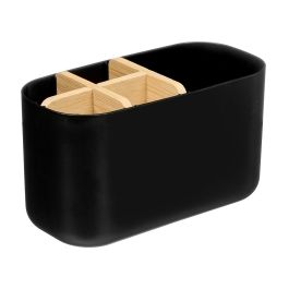 Berilo Organizador Plástico Bambú 5 Huecos Negro 17.8x10x8cm (Set de 24)
