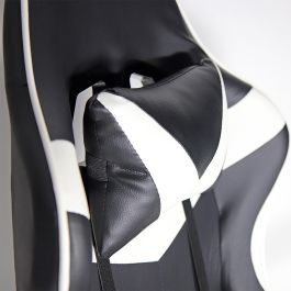 Edm Silla Gaming Ergonómica Negra y Blanca, Reclinable 90°-135°, Altura Regulable, Soporte Lumbar