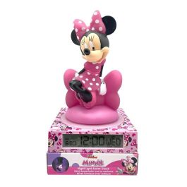 Disney Minnie Lámpara 3D con Despertador y Luz Nocturna, Licencia Oficial Kids Licensing, 27x13x13cm