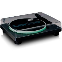 Lenco LS-50LED LS-50LEDBK Tocadiscos de Tracción por Correa Manual Negro con Altavoces y Preamplificador, 33/45/78 RPM