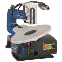 Scheppach SD1600V Sierra de Desplazamiento de Velocidad Variable 120W, Corte 50/406mm, Mesa Inclinable 0-45°, Iluminación LED