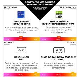 HP Victus Gaming 16-r1026ns Portátil 16.1" FHD IPS 144Hz Intel Core i7-14650HX 16GB DDR5 1TB SSD RTX 4060 FreeDOS Azul
