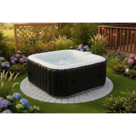 Sunspa Spa Hinchable Cuadrado Laminado para 4 Personas - Estructura Reforzada y Calentador Integrado - 1.55 x 0.65 m