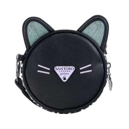 Bolso Bandolera Gorjuss Smitten kitten Negro Blanco (13,5 x 5,5 x 13,5 cm)