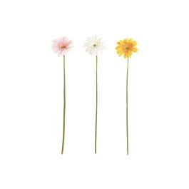 DKD Home Decor Flor Crisantemo Tacto Real Amarillo Blanco 12 x 67 x 12 cm (12 Unidades)