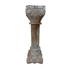 DKD Home Decor Columna Item Home Natural Madera Tallada 25 x 120 x 25 cm