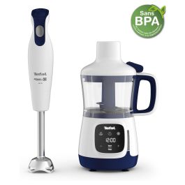 Tefal Yummy Gourmet HB55W4 Batidora de Vaso, 600 W, 0.8 L, 2 Velocidades, Tecnología Powelix, Para Comida de Bebé, Color Blanco