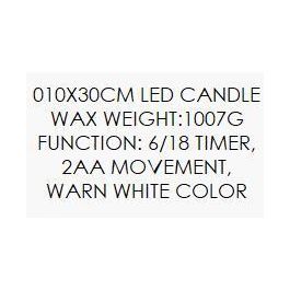 DKD Home Decor Vela LED Navideña Alpina con Movimiento, Blanca - 10x10x30 cm (Funciona con 2 Pilas AA)