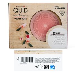 Quid Vajilla Cerámica Velvet 18 Piezas - 6 Personas Rosa Brillante Apto Microondas y Lavavajillas