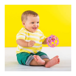 Bright Starts Sonajero Fácil Agarre Oball Rosa AUC1695825410560, Juguete Infantil sin BPA para Recién Nacidos +