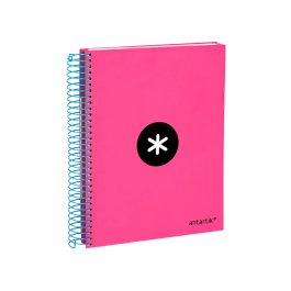 Antartik Cuaderno Espiral A5 Micro Tapa Forrada 120 Hojas 90gr Cuadro 5mm Banda S 6 Taladros Rosa