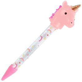 Jeux 2 momes Bolígrafo Unicornio Luminoso My Funny Papet, Tinta Azul, Cabeza de Unicornio Parpadea, Mide 4.5x5.5xh.22 cm