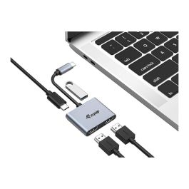 EQUIP Adaptador USB-C a 2xHDMI, USB 3.0, 100W PD, 4K Ultra HD, Plata
