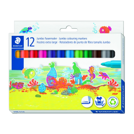 Staedtler Rotulador Jumbo Color Trazo 3 mm Estuche 12 Unidades Colores Surtidos