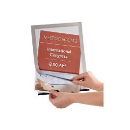 Q-connect Marco porta anuncios magnético DIN A4 dorso adhesivo removible color plata, pack 2 unidades