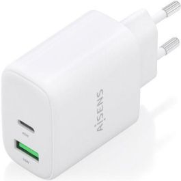 Aisens Cargador de Pared GaN A110-0971 45W 1xUSB Tipo-C PD3.0 QC4.0 1xUSB-A QC3.0 Blanco