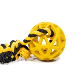 Gloria Bola Rejilla Goma Resistente con Cuerda para Perros - Juguete Flexible de 7 cm Diámetro y 30 cm Largo Total, Ideal para Lanzar, Buscar y Esconder Premios