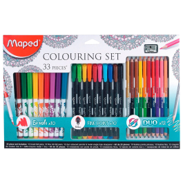 Maped Set de Dibujo 33 Piezas con Rotuladores Graph'Peps, Color'Peps y Lápices Duo