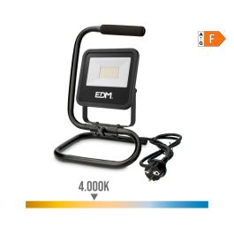 Edm Black Series Foco Proyector LED con Pie 30W 2370LM 4000K Luz Día Negro 22x21x32cm