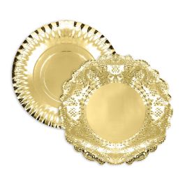 Bandeja Oro Redonda con Blonda 23 cm Algon (48 Unidades) Bandeja Oro Redonda con Blonda 23 cm Algon (48 Unidades)