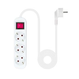 Nanocable 10.38.0003 Regleta de Enchufes con Interruptor, 3 Tomas con Tierra, Cable 1.4m, Blanca, Protección Infantil 3680W
