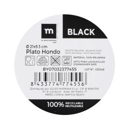 Plato Hondo Melamine Black 21x5.3 cm La Mediterranea (24 Unidades) Plato Hondo Melamine Black 21x5.3 cm La Mediterranea (24 Unidades)