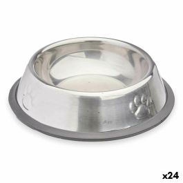 Comedero para Perro Mascow 312 Gris Plateado Goma Metal 15 x 4 x 15 cm (24 Unidades)