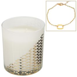 Home Deco Factory Bougie Vela Perfumada con Joya Dorada - Flor de Cerezo o Vainilla