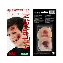 Cicatriz Postiza de 24x10 cm con Heridas Realistas para Halloween - Detalles en Rojo Profundo y Textura Inflamada