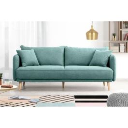 HEXAGON - Sofá Fijo de 3 plazas DAREN - Tela Azul - An. 207 x Pr. 90 x Al. 88 cm