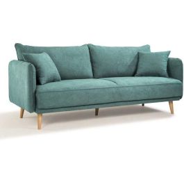 HEXAGON - Sofá Fijo de 3 plazas DAREN - Tela Azul - An. 207 x Pr. 90 x Al. 88 cm