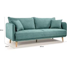 HEXAGON - Sofá Fijo de 3 plazas DAREN - Tela Azul - An. 207 x Pr. 90 x Al. 88 cm