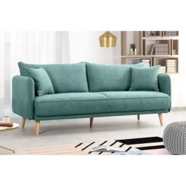 HEXAGON - Sofá Fijo de 3 plazas DAREN - Tela Azul - An. 207 x Pr. 90 x Al. 88 cm