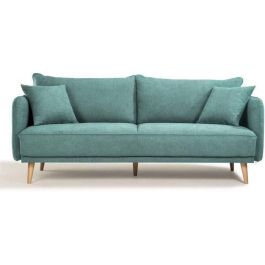 HEXAGON - Sofá Fijo de 3 plazas DAREN - Tela Azul - An. 207 x Pr. 90 x Al. 88 cm