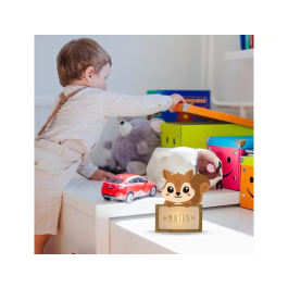 Wondee Lámpara Quitamiedos Personalizable Infantil Ardilla Madera Sostenible Luz Noche Bebé Regalo Original