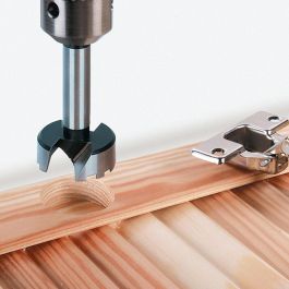 Wolfcraft Broca Forstner 8728000 con Guía, Ø35 mm para Agujeros de Bisagras en Madera
