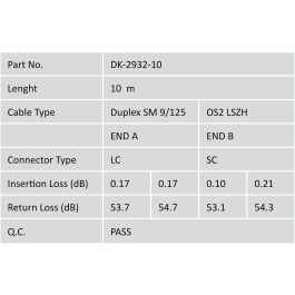 Digitus Cable de Fibra Óptica LC a SC 10m Monomodo Duplex OS2 Amarillo
