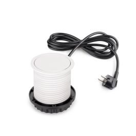 Emuca Multiconector extraíble Vertikal Push diámetro 100mm, 3 enchufes tipo Schuko, 1 USB tipo A, 1 USB tipo C, Acero y Plástico, Pintado blanco