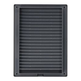 Rejilla ventilacíón rectangular empotrable con mosquitera abs 135x205mm gris