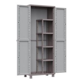 Terry Armario escobero jrattan 368, resina, gris, 4 baldas, 68x37.5x170 cm