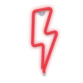 Forever Lampara Forever Neon Led Light Bolt - Luz LED Neon Decorativa Rayo Rojo con Soporte de Sobremesa, USB o Pilas