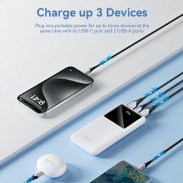 Vention FHKB0 Powerbank 10000mAh 22.5W Carga Rápida Negra | Múltiples puertos USB, USB-C y Micro-USB para dispositivos