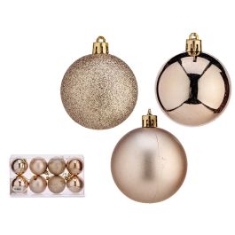 Krist+ Set de 8 Bolas de Navidad de Plástico de 6 cm, Color Champagne, con Diseños Surtidos (12 Unidades) Precio: 18.49999976. SKU: B1CXR7H7H5