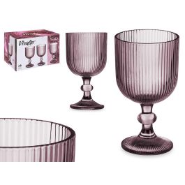 Copa Rosa Rayas 260ml Vivalto - Vidrio, 7.9x14x7.9 cm (24 Unidades)