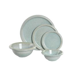 DKD Home Decor Plato Moderno de Gres Esmaltado Azul Celeste 15.5 x 15.5 x 1.8 cm (6 Unidades) Apto Microondas y Lavavajillas