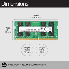 HP Memoria SODIMM 16GB DDR4 3200 MHz para Laptop, Mejora de Rendimiento y Capacidad