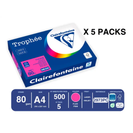 Trophee Papel Color Rosa Neón A4 80gr Paquete 500 Hojas