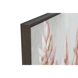Cuadro Home ESPRIT Verde Naranja Rosa Gris oscuro Flor Shabby Chic (2 Unidades)