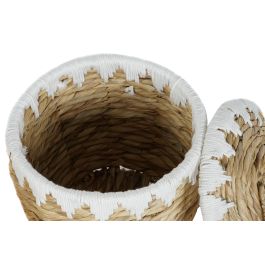 Cesta Boho DKD Home Decor Natural Blanco 35 x 37 x 35 cm Set de 2